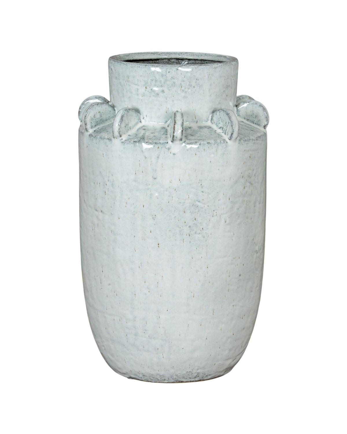 Dara White Ceramic Wide Neck Textured Vase