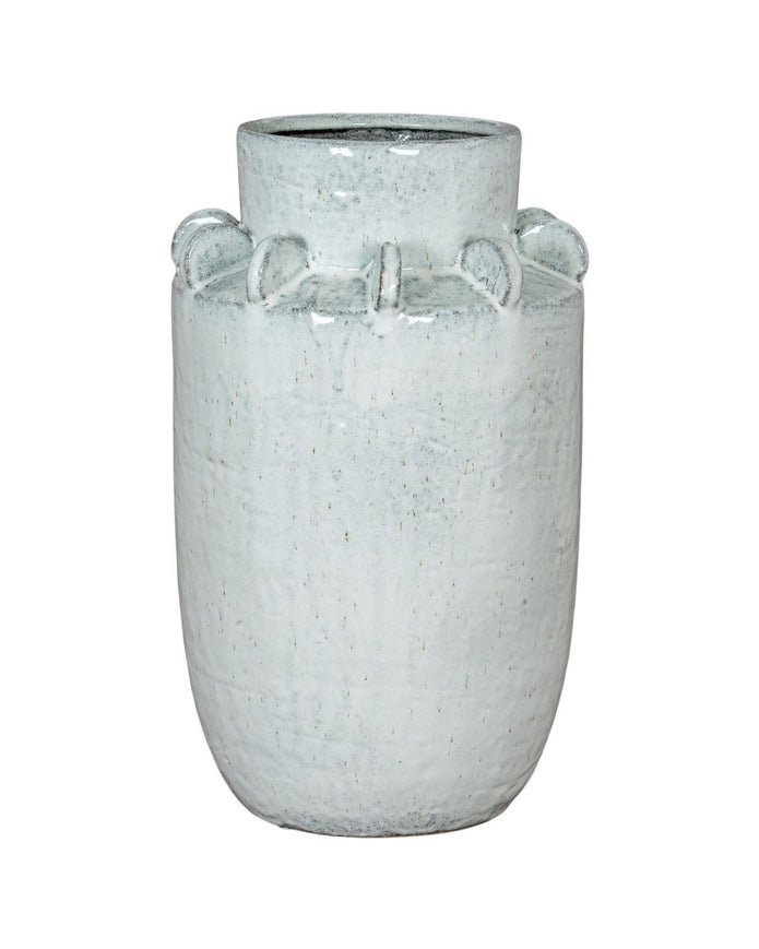 Dara White Ceramic Wide Neck Textured Vase