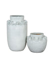 Dara White Ceramic Wide Neck Textured Vase