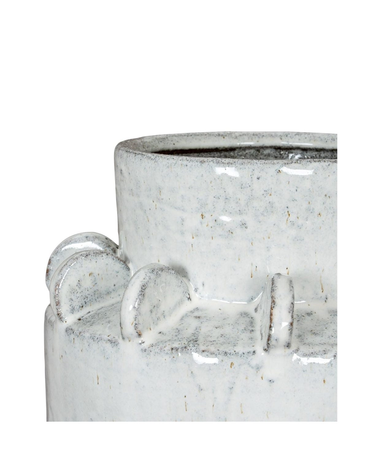 Dara White Ceramic Wide Neck Textured Vase