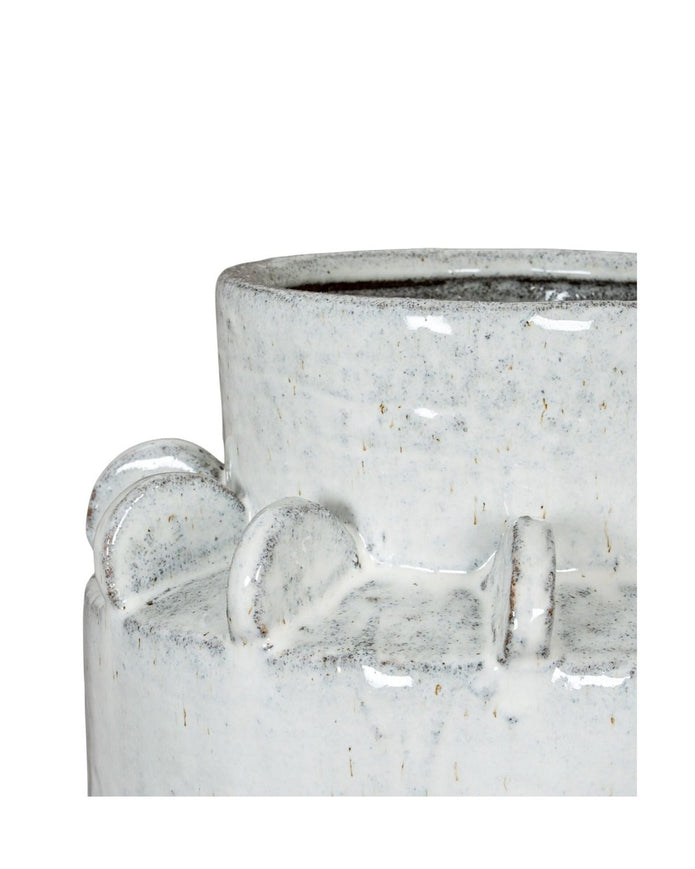 Dara White Ceramic Wide Neck Textured Vase