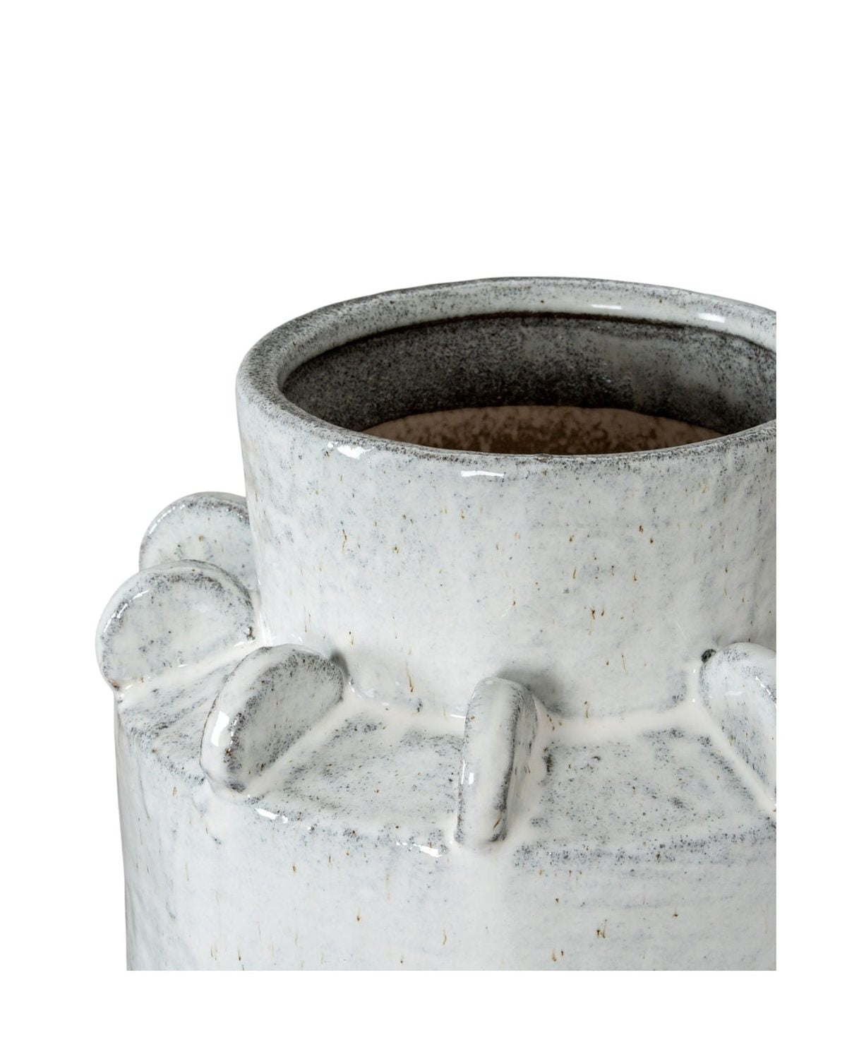 Dara White Ceramic Wide Neck Textured Vase