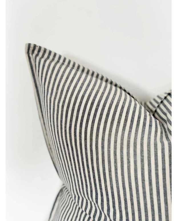 Darcy Navy Blue And White Pinstripe Luxury Cotton Blend Cushion Cover - Soft FurnishingsSoft Furnishings - Lulu Loves Home
