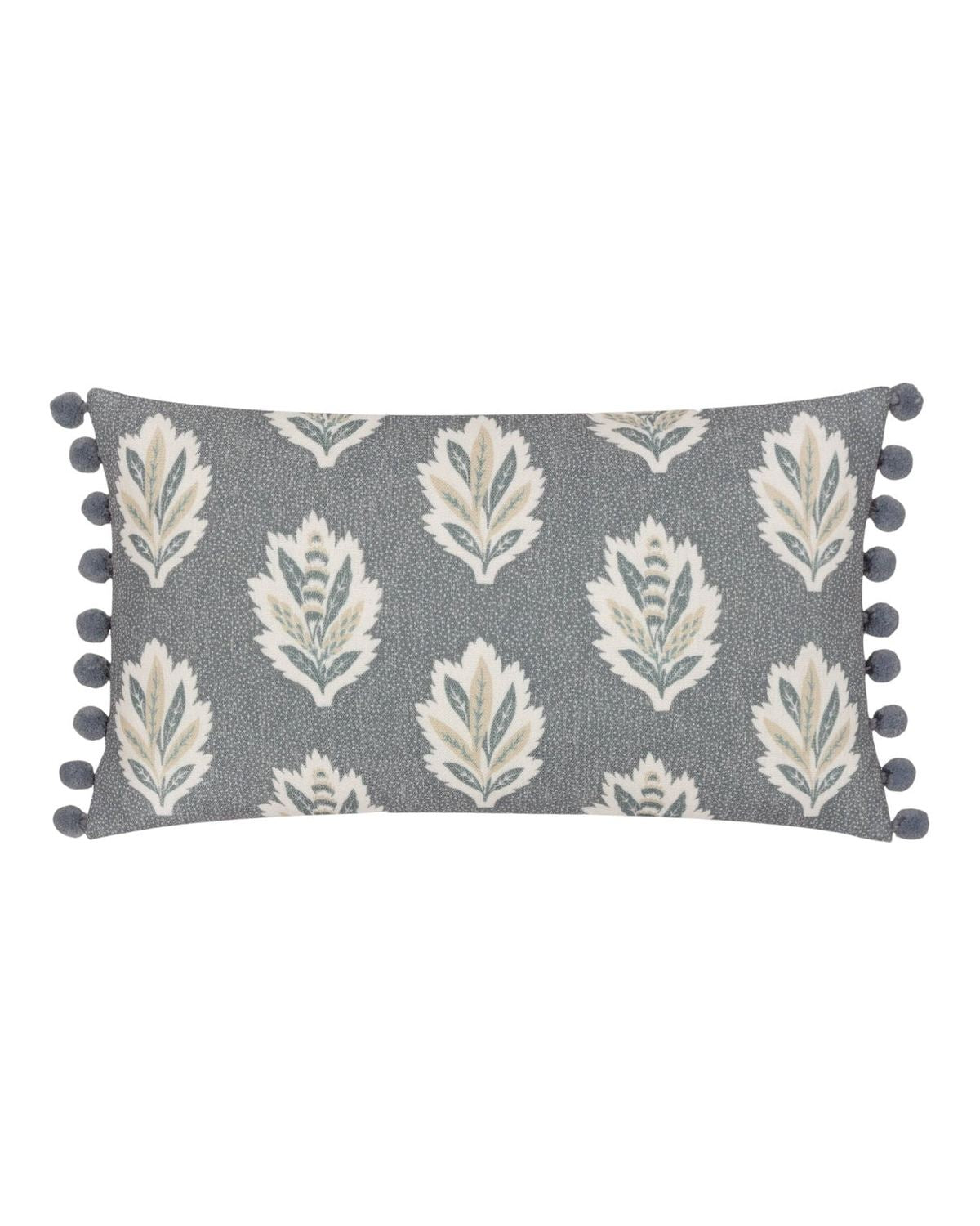 Delph Blue Sessile Leaf Printed Cushion Cover