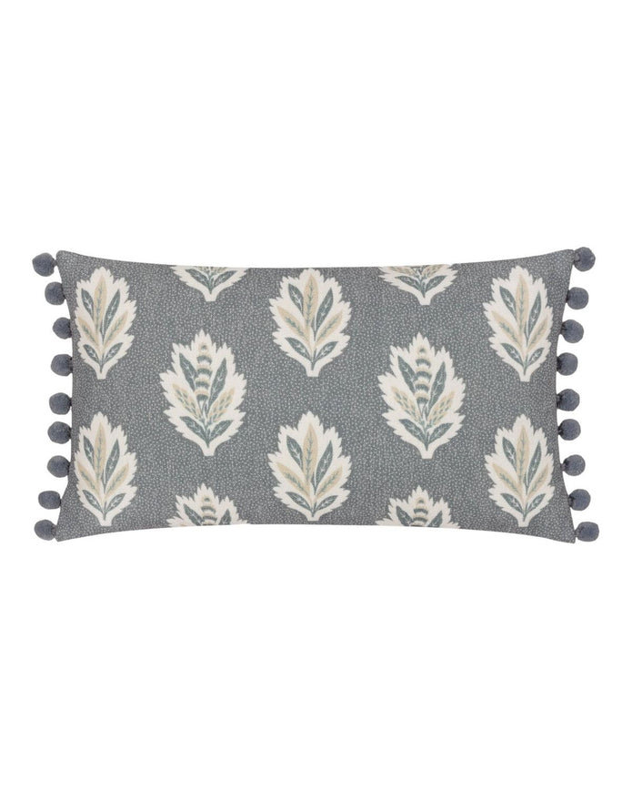 Delph Blue Sessile Leaf Printed Cushion Cover