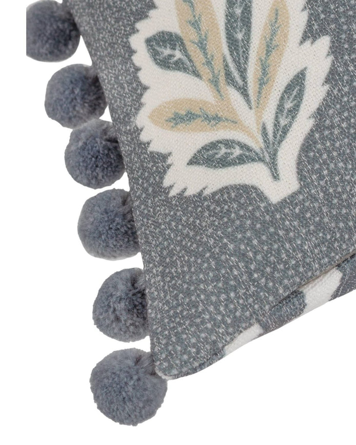 Delph Blue Sessile Leaf Printed Cushion Cover