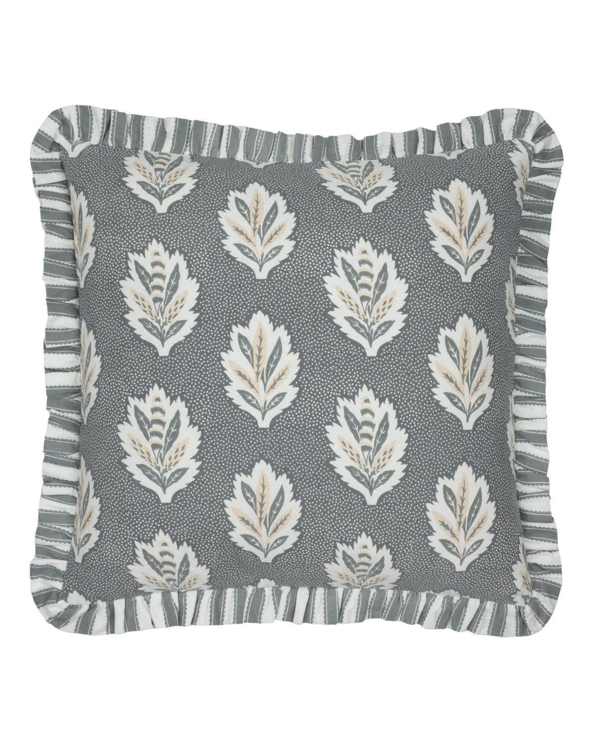 Delph Blue Sessile Leaf Ruffle Cushion Cover