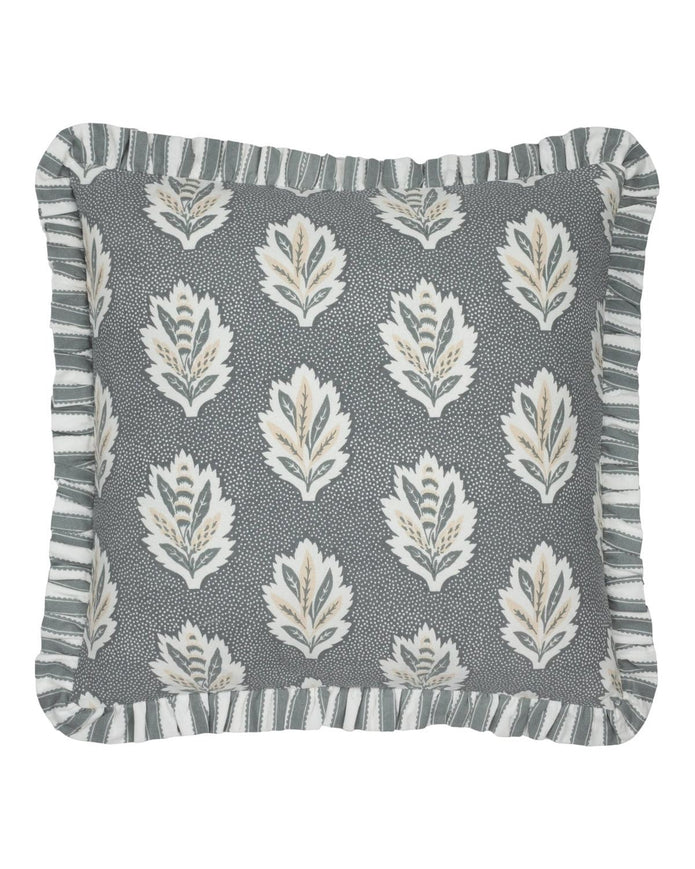 Delph Blue Sessile Leaf Ruffle Cushion Cover