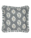 Delph Blue Sessile Leaf Ruffle Cushion Cover