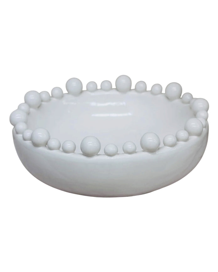 Extra Large White Bobble Edged Bowl