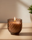 Brown Glass Twisted Candle - Mimosa And Cardamon