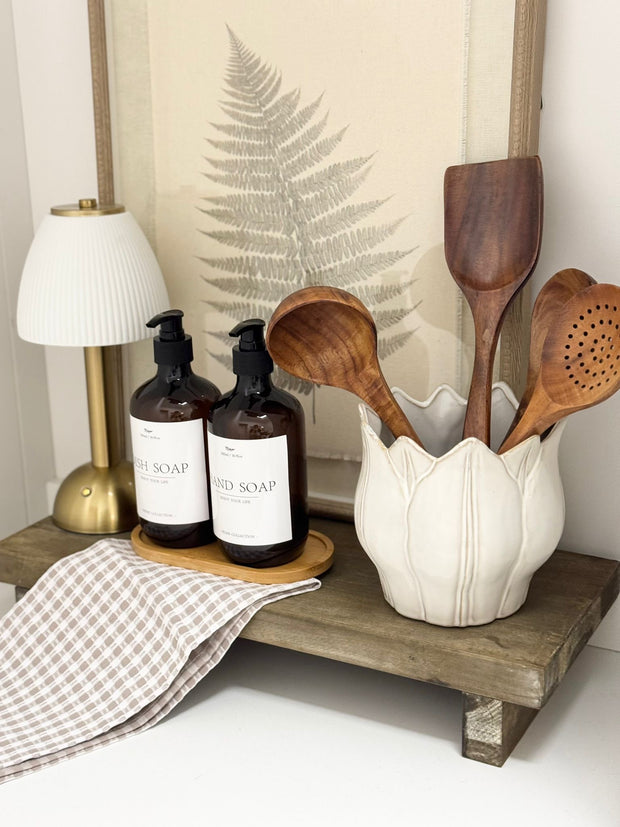 Natural wooden rectangle rustic display riser for home decor by Gisela Graham, available in small and large sizes.