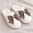Slippers - Cream And Brown Bow