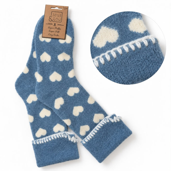 Blue Heart Cuff Cosy Sock