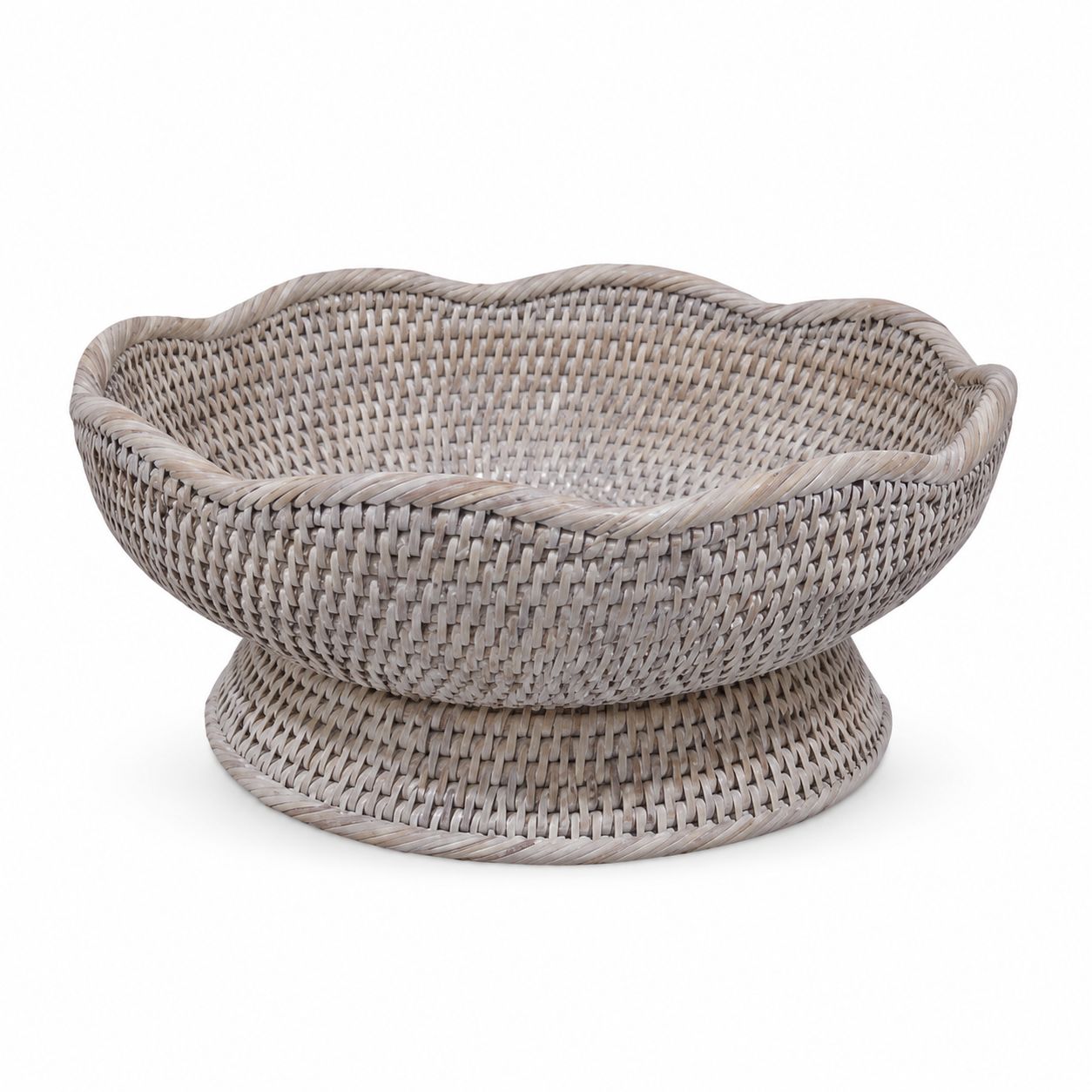 Rattan Scalloped Footed Fruit Bowl