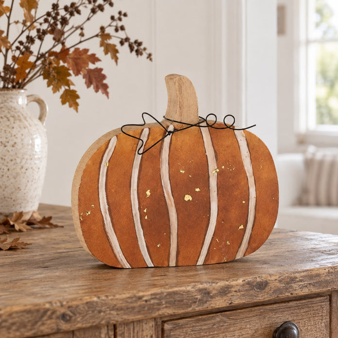 Wooden Orange Pumpkin Decoration – product view 7