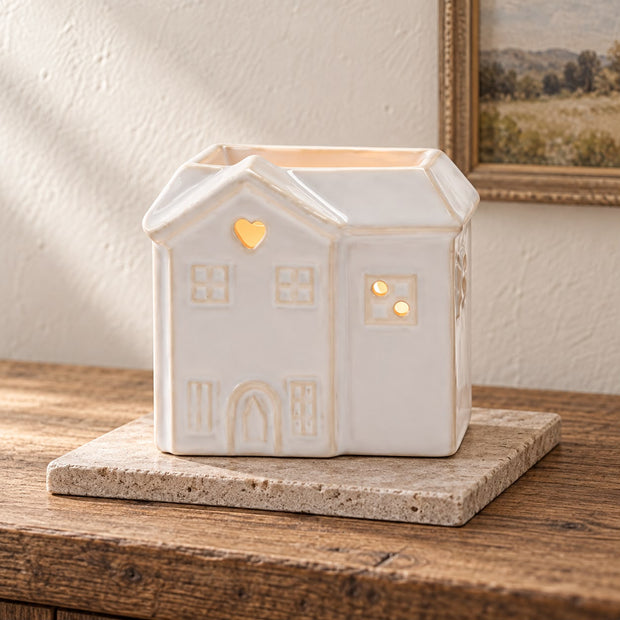 Small White Ceramic House Wax Melt Burner