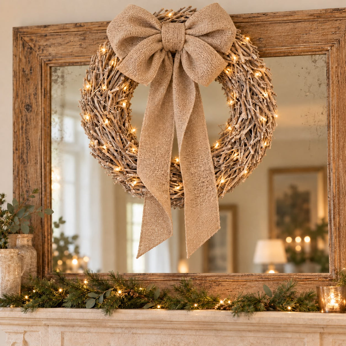 Root Branch Wreath Whitewash 45cm