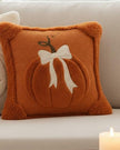 Orange Fluffy Pumpkin With Bow Cushion Cover
