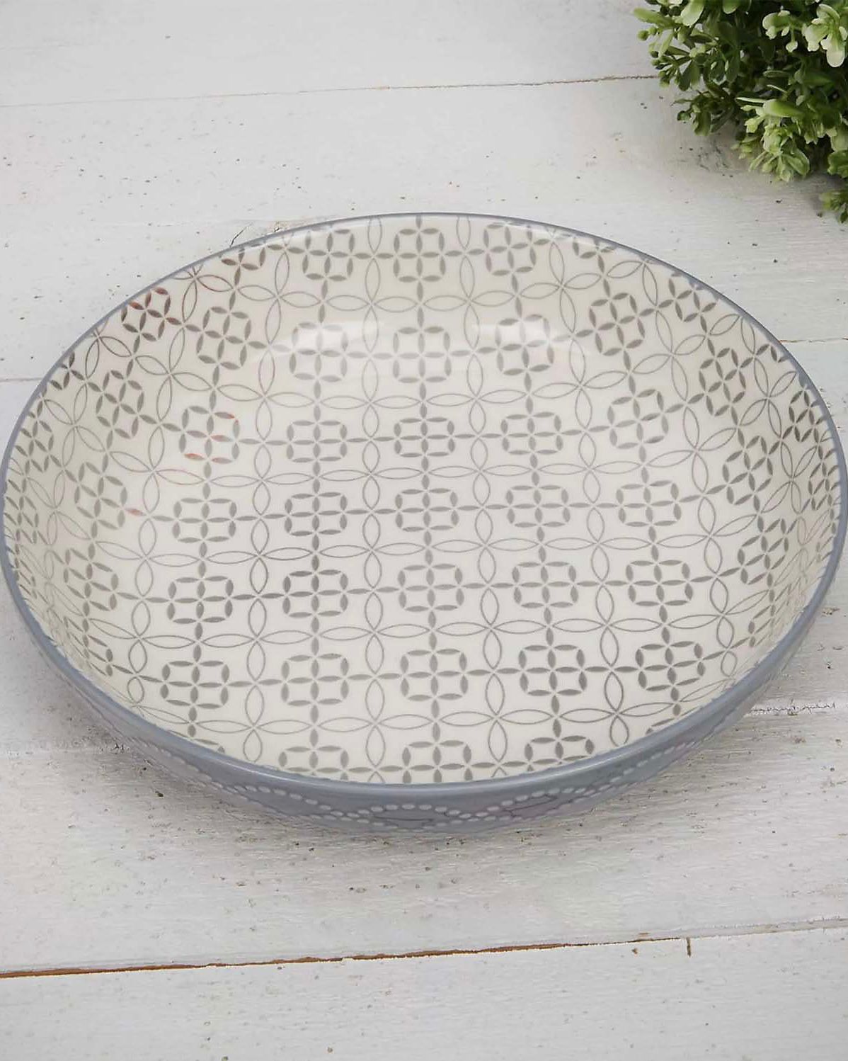 Patterned Nordic Monochrome Pasta Bowls - Set of Four