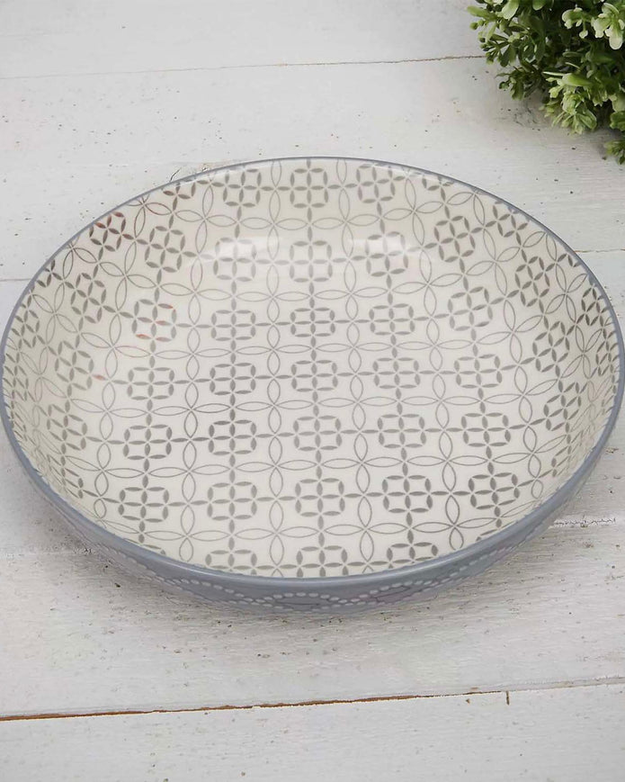 Patterned Nordic Monochrome Pasta Bowls - Set of Four