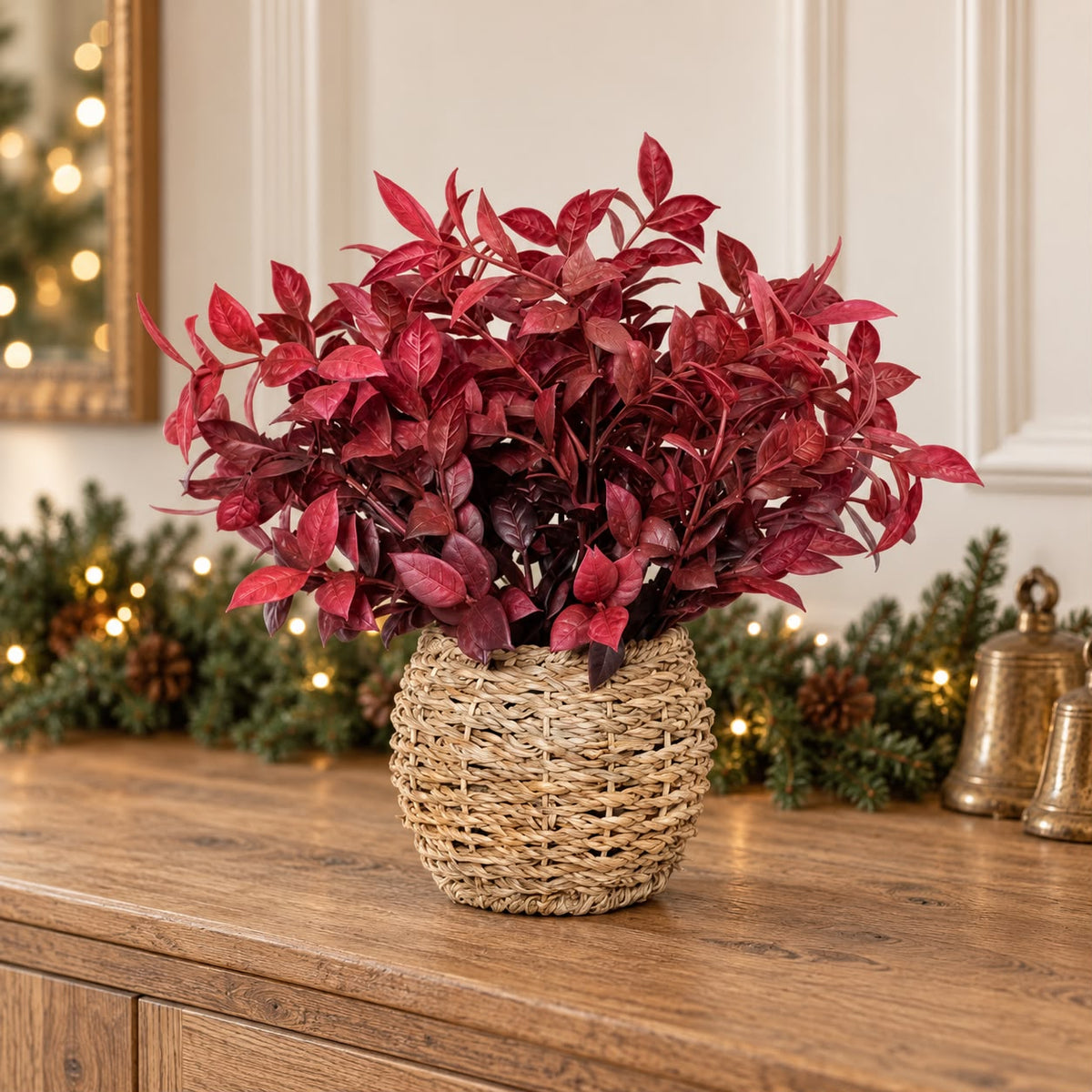 Burgundy Foliage Plant In a Seagrass Planter