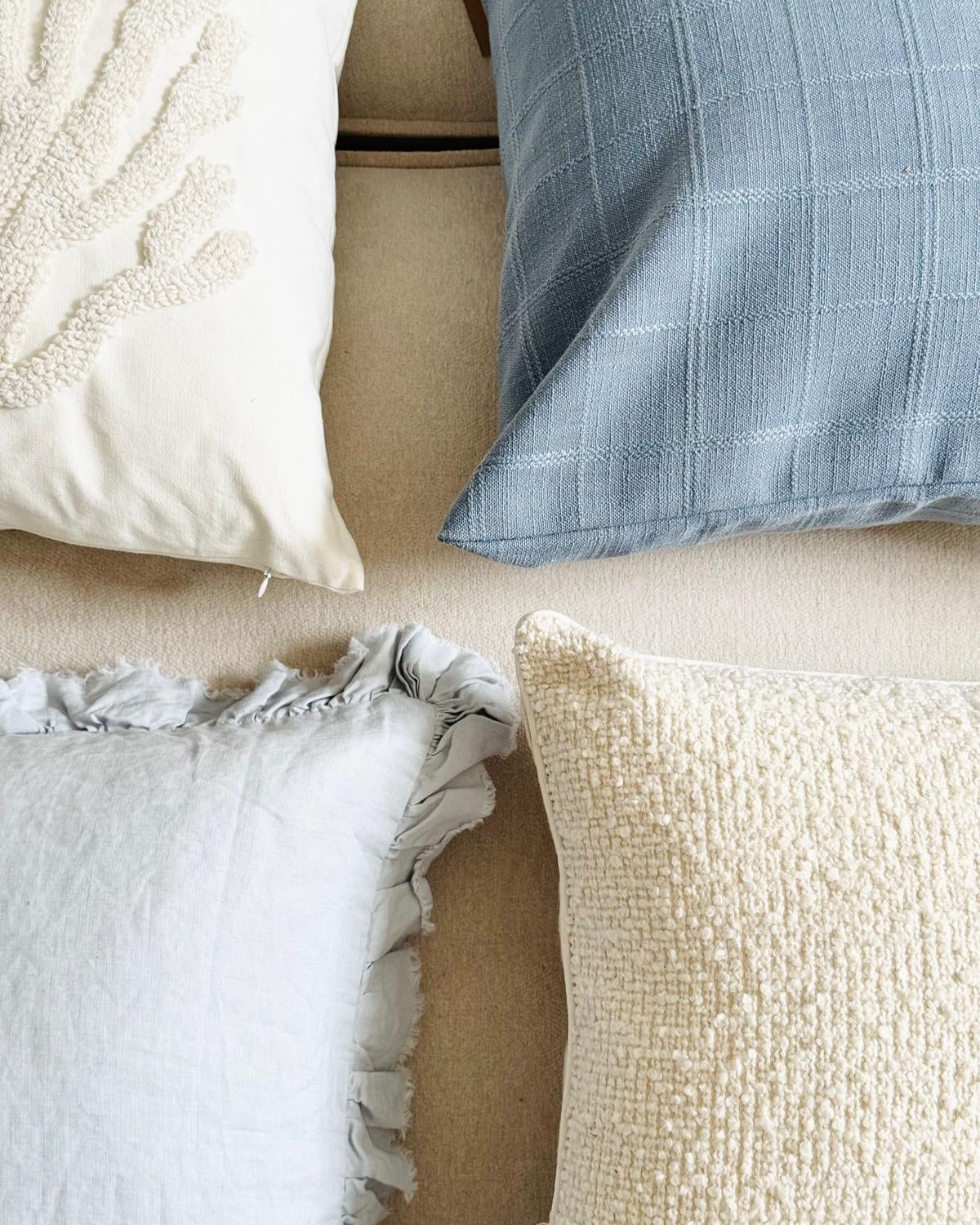 Neutral Embroidered Coral Cushion Cover
