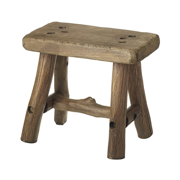 Wooden Stool, small rustic wooden stool against white