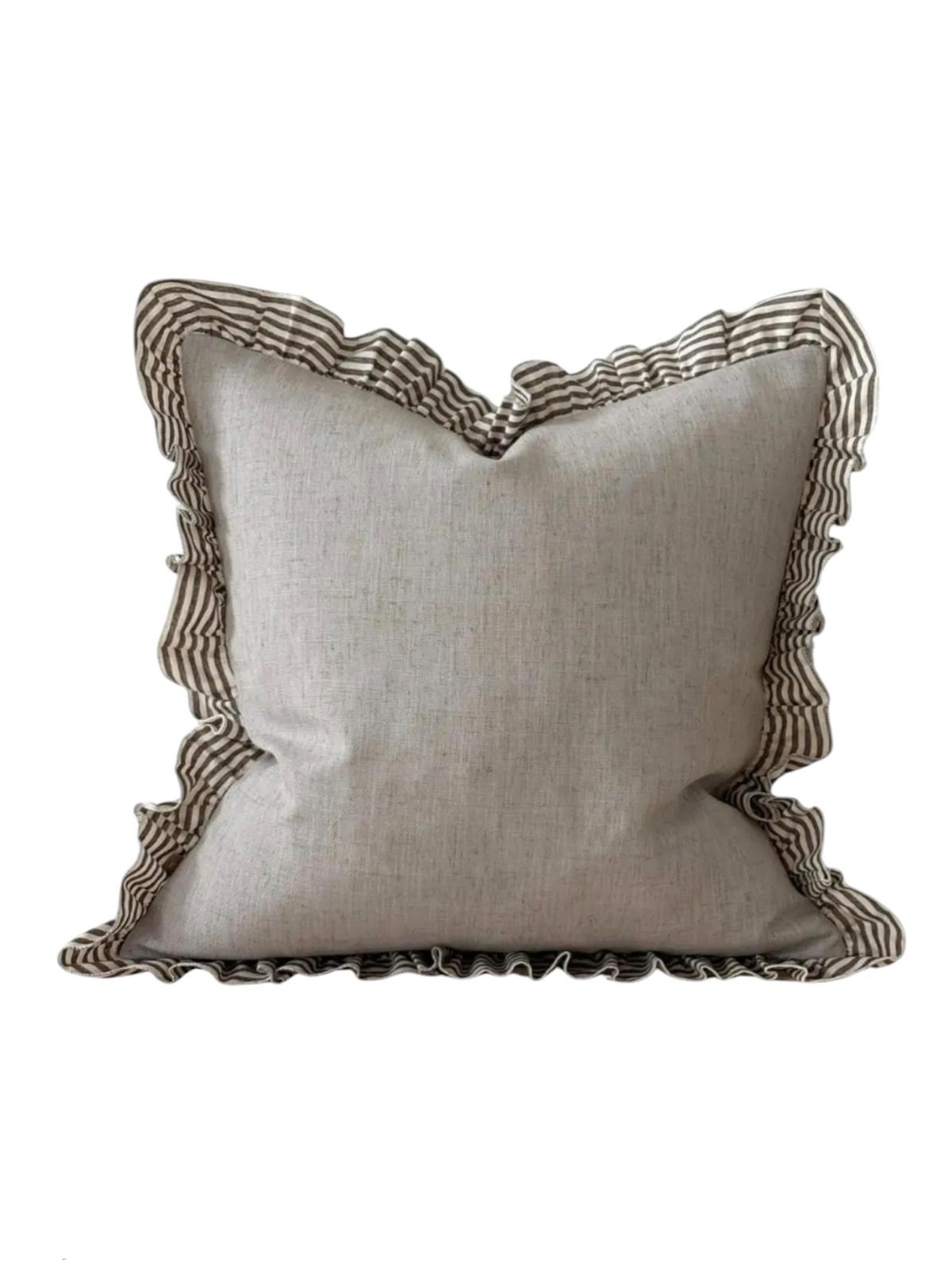 Bella Chocolate Brown Ruffle Square Cushion Cover