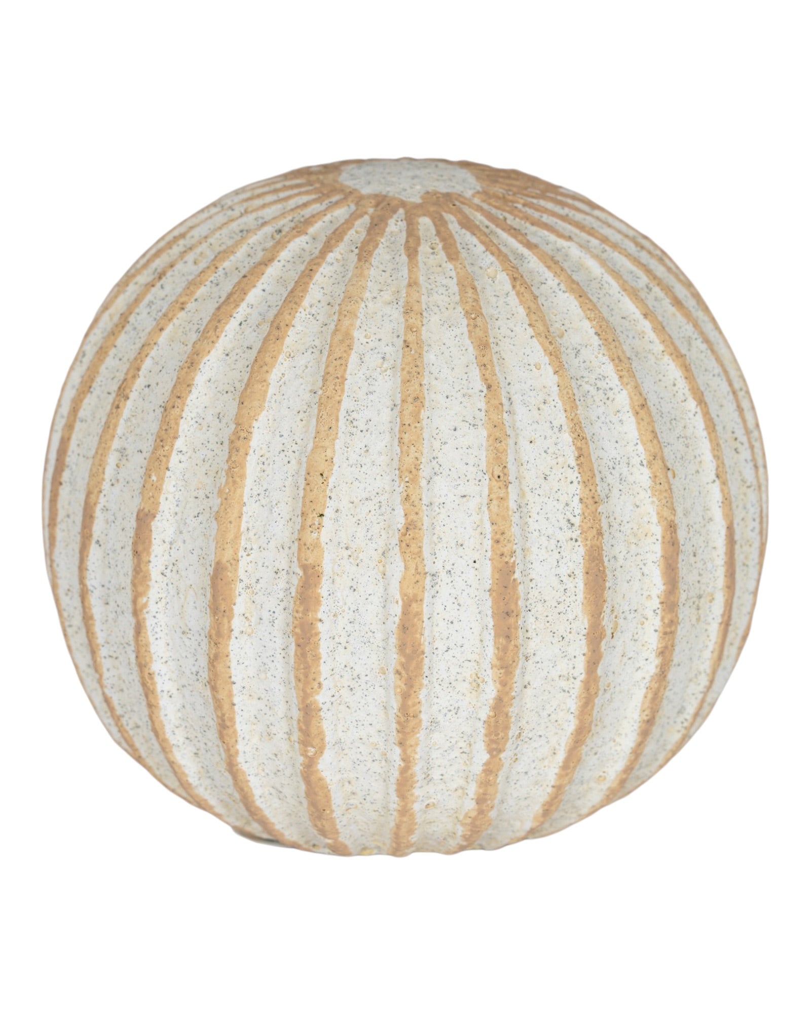 Decorative striped globe-shaped ball from Hill Interiors, ideal for home décor accents in living spaces or shelves.