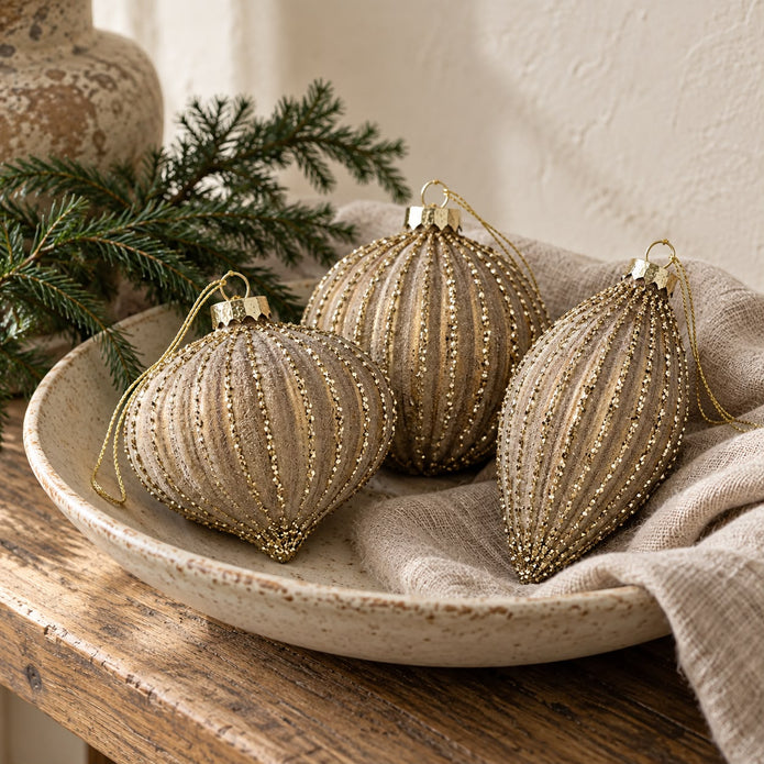 Gold Glass Glitter Bauble