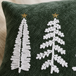 Green Embroidered Fluffy Christmas Tree Cushion Cover