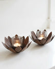 Rustic flower glass tealight candle holder from Terrace & Garden Ltd, designed for home decor with a floral glass pattern.