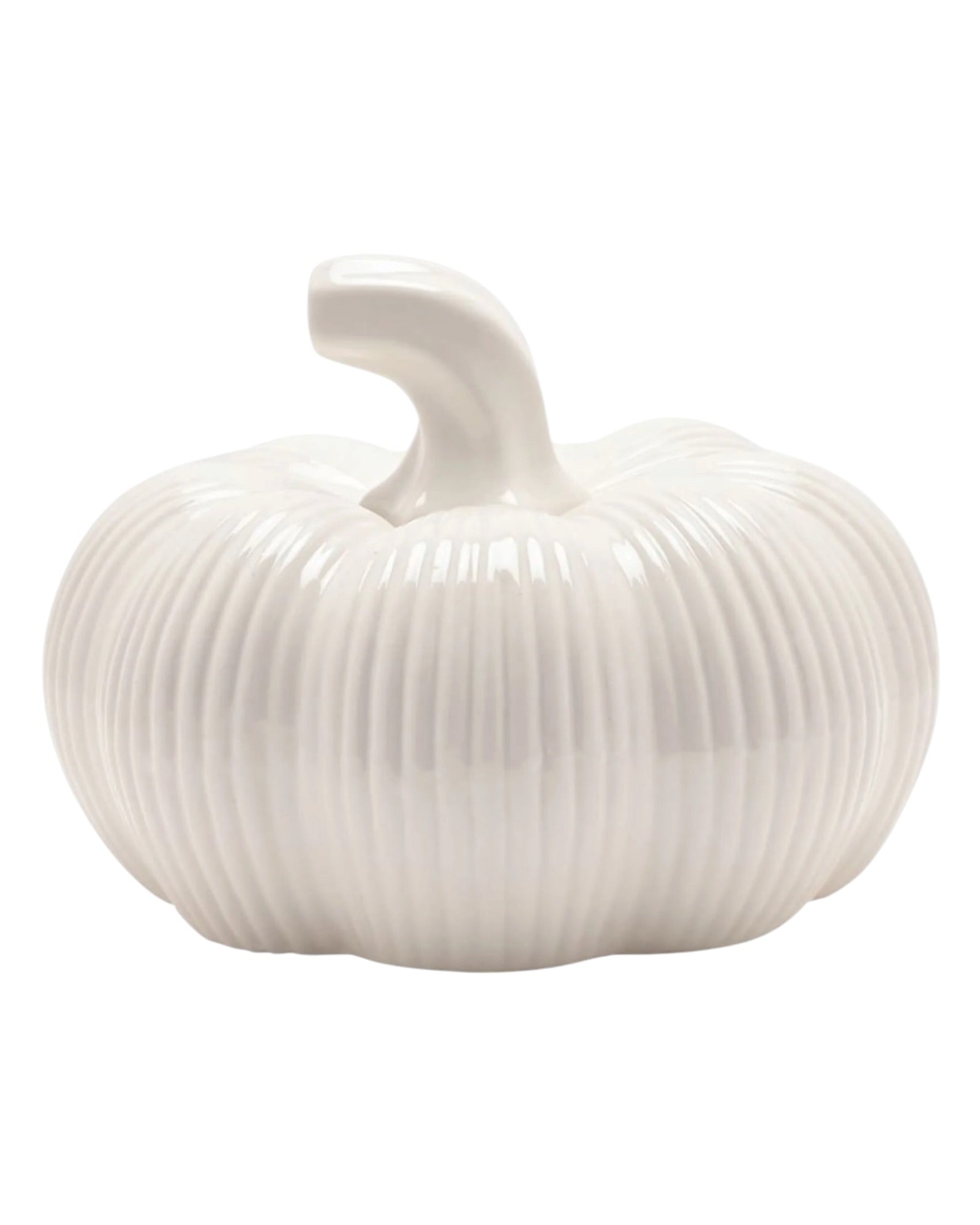 White Ceramic Ribbed Pumpkin