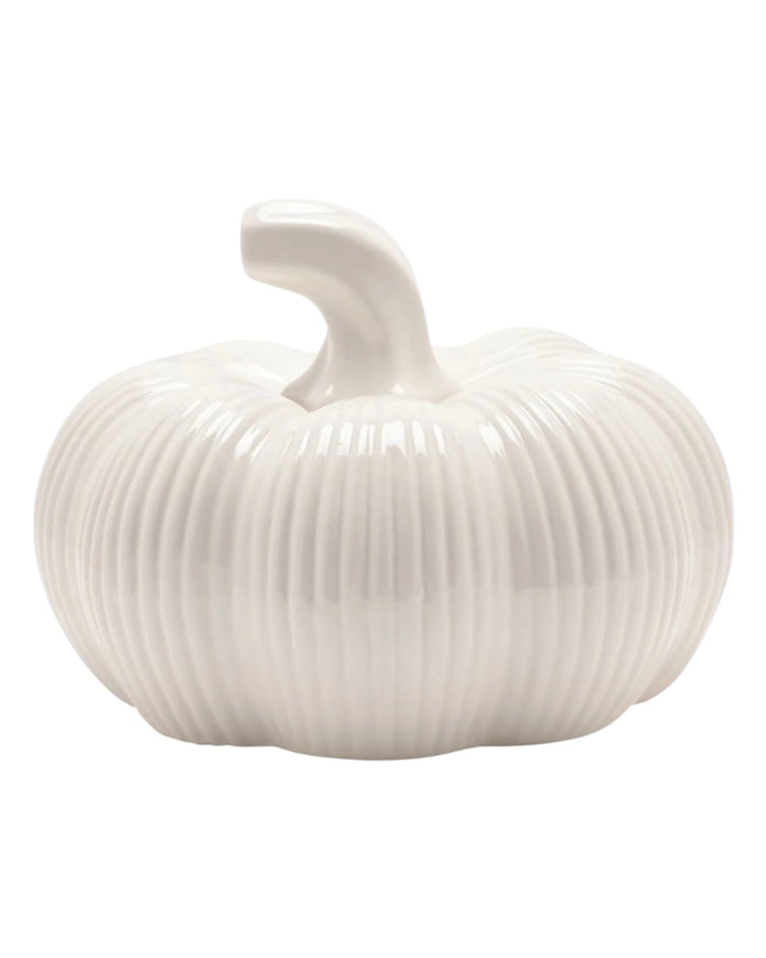White Ceramic Ribbed Pumpkin