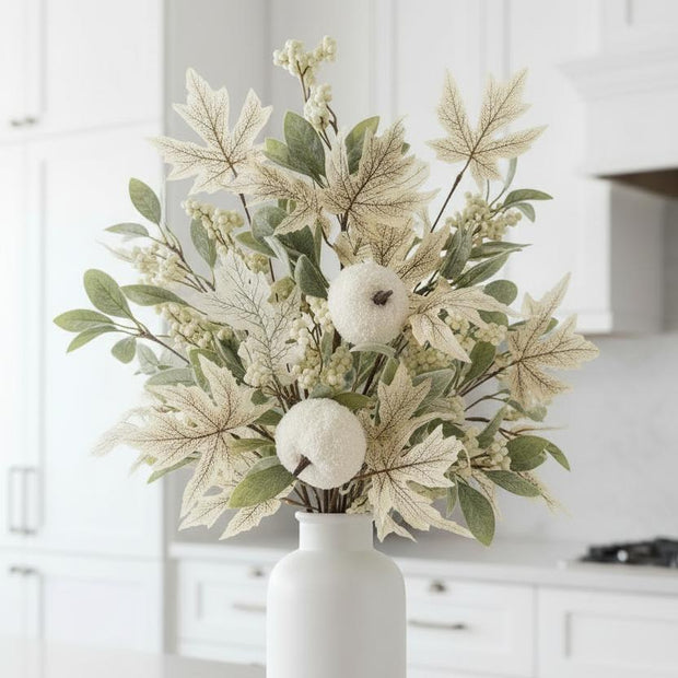 White Pumpkin And Flower Spray