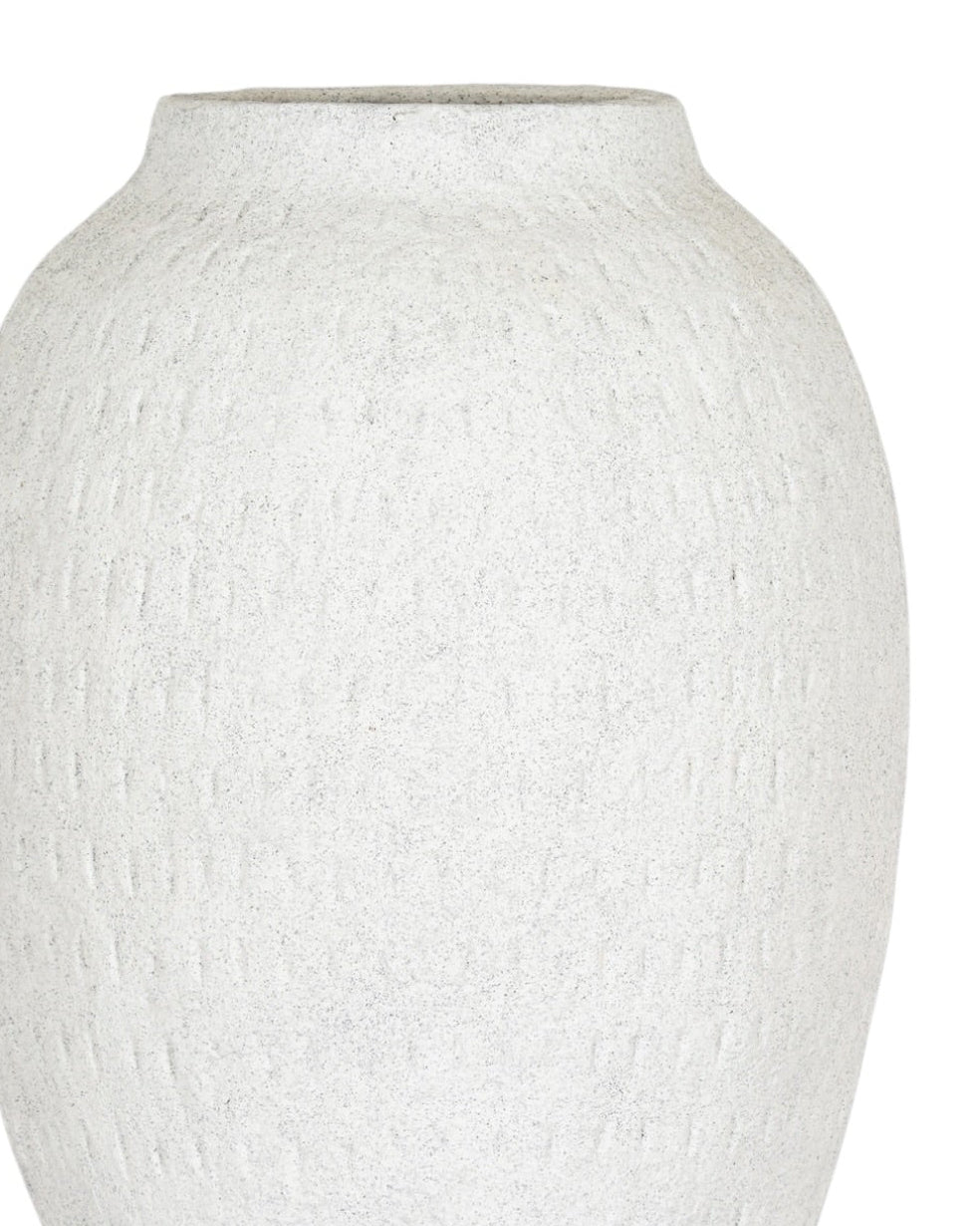 Ashen white matte tall vase by Hill Interiors, featuring a sleek, modern design with smooth surface and elegant shape.