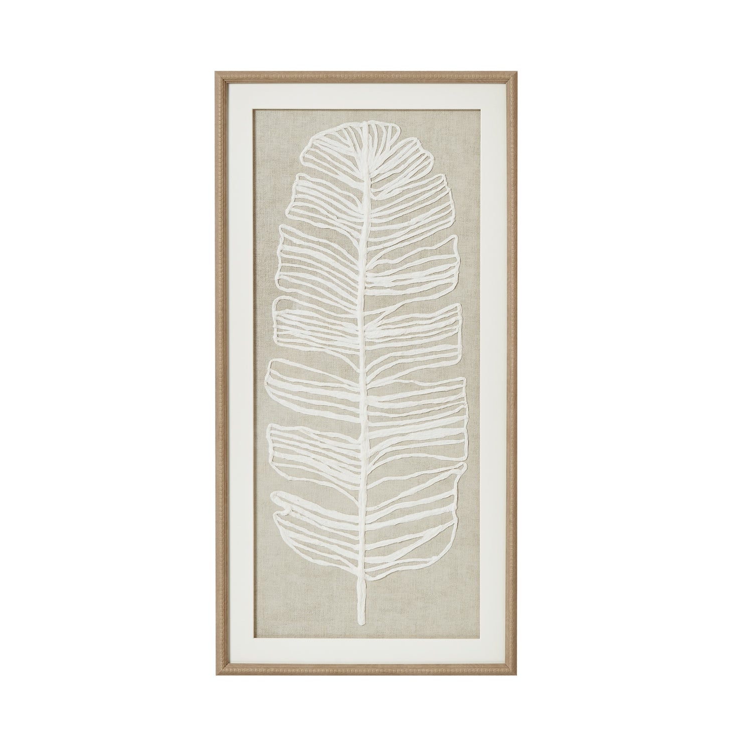 Large wall art featuring a white feather plume in a frame by Hill Interiors, perfect for elegant home decor.