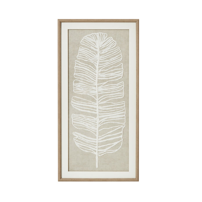 Large wall art featuring a white feather plume in a frame by Hill Interiors, perfect for elegant home decor.