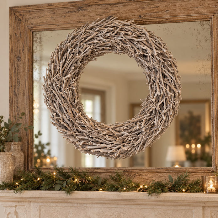 Root Branch Wreath Whitewash 45cm