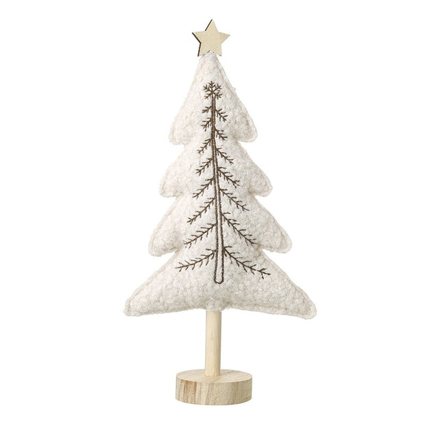 Tall Felt Tree With Star On Wood Base
