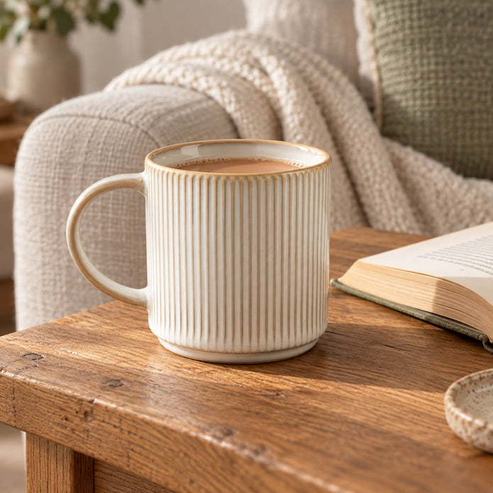 Neutral Ribbed Mug