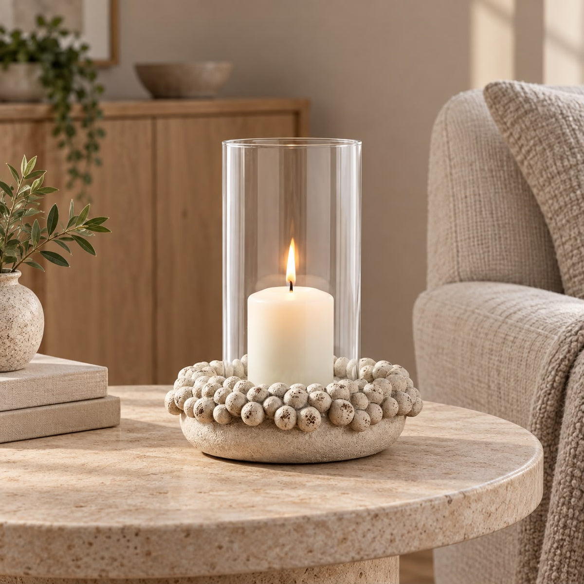 Bobble Ceramic Candle Hurricane Lantern – product view 2