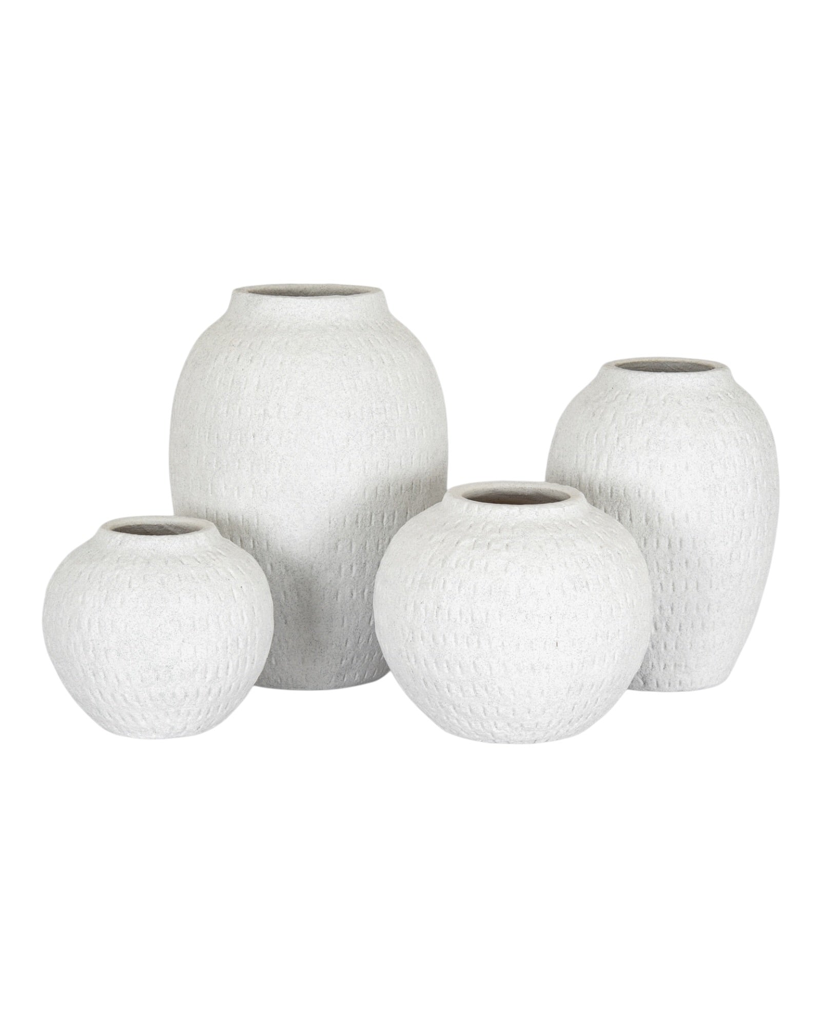 Ashen white matte round vase by Hill Interiors, featuring a smooth, modern design perfect for contemporary home decor.