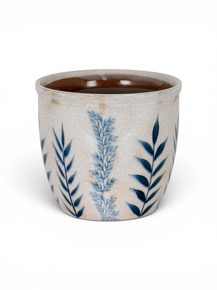 Blue Floral Plant Pot