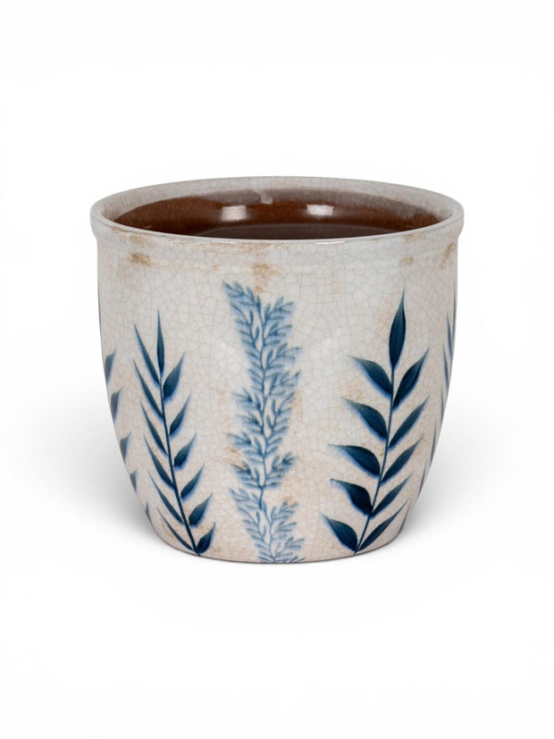 Blue Floral Plant Pot