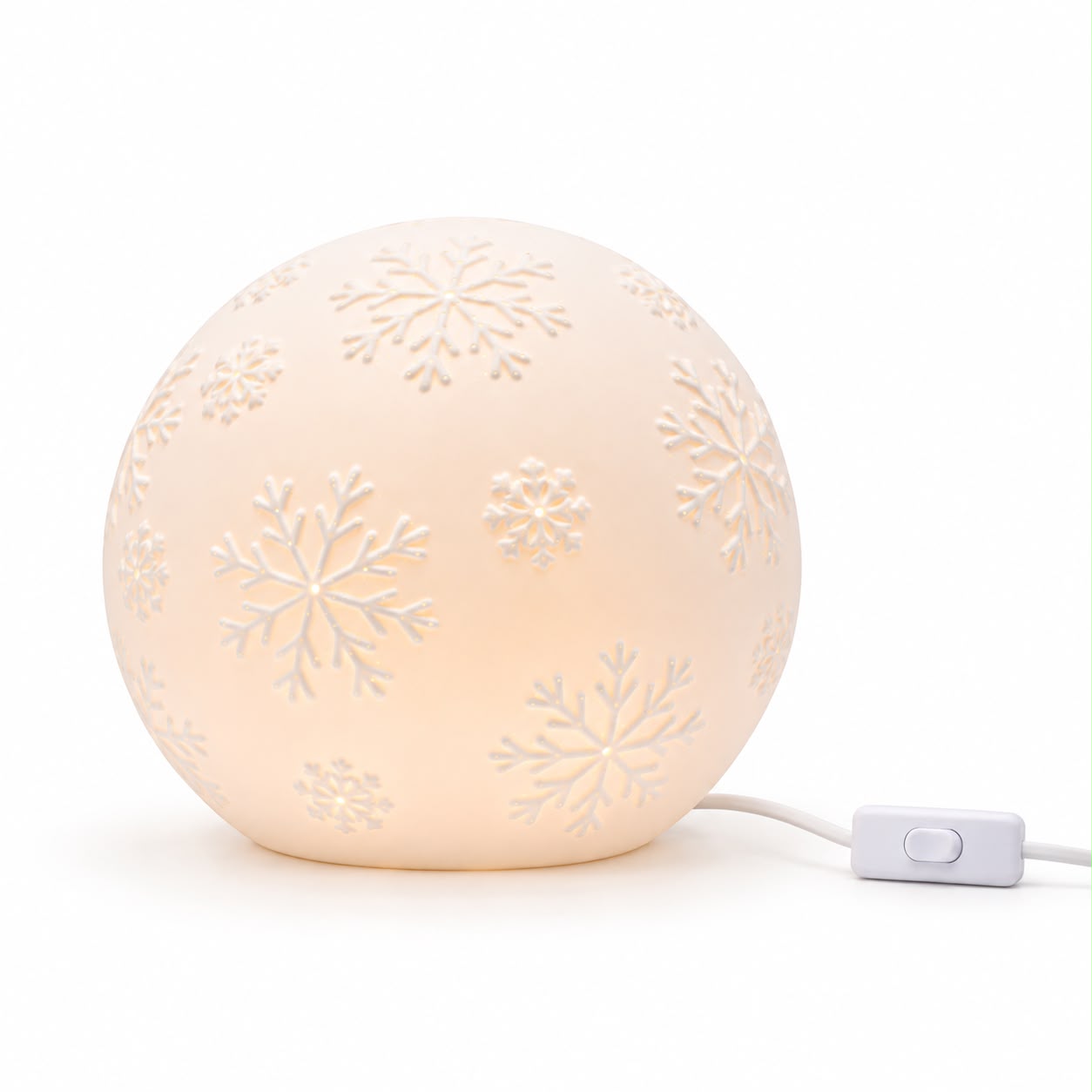 White Porcelain Snowflake LED Light Up Ball