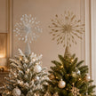 Starburst Metal Christmas Tree Topper, silver and gold starburst toppers on Christmas trees