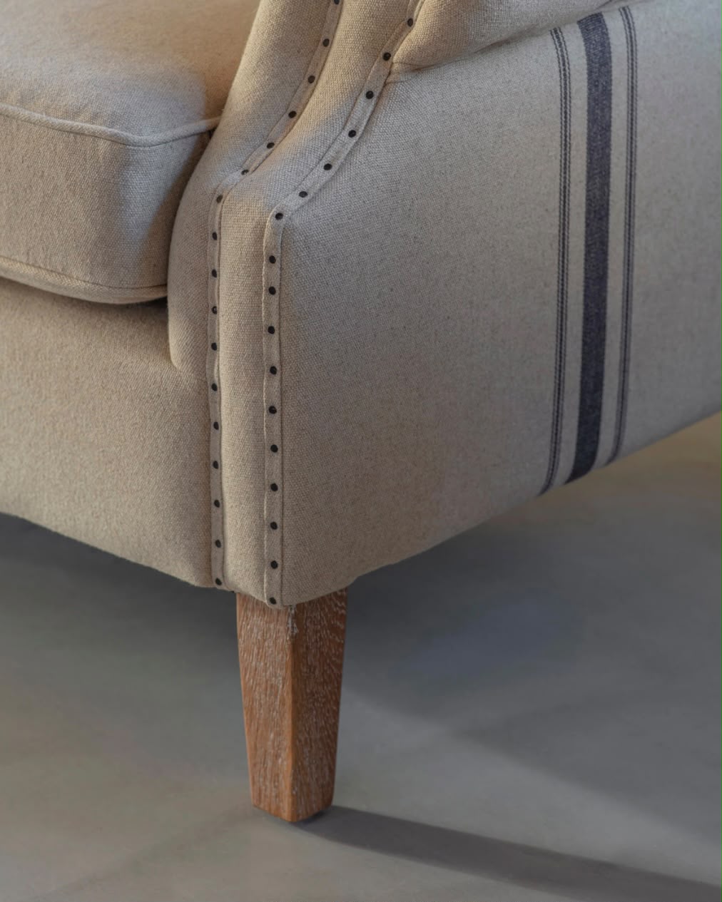 Monroe Blue Striped Large Armchair