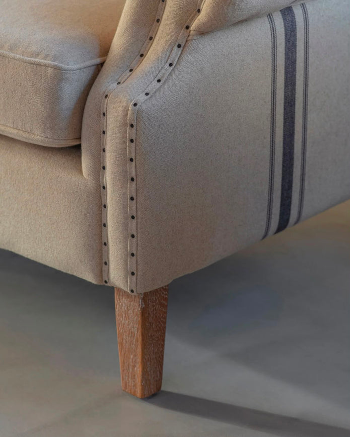 Monroe Blue Striped Large Armchair